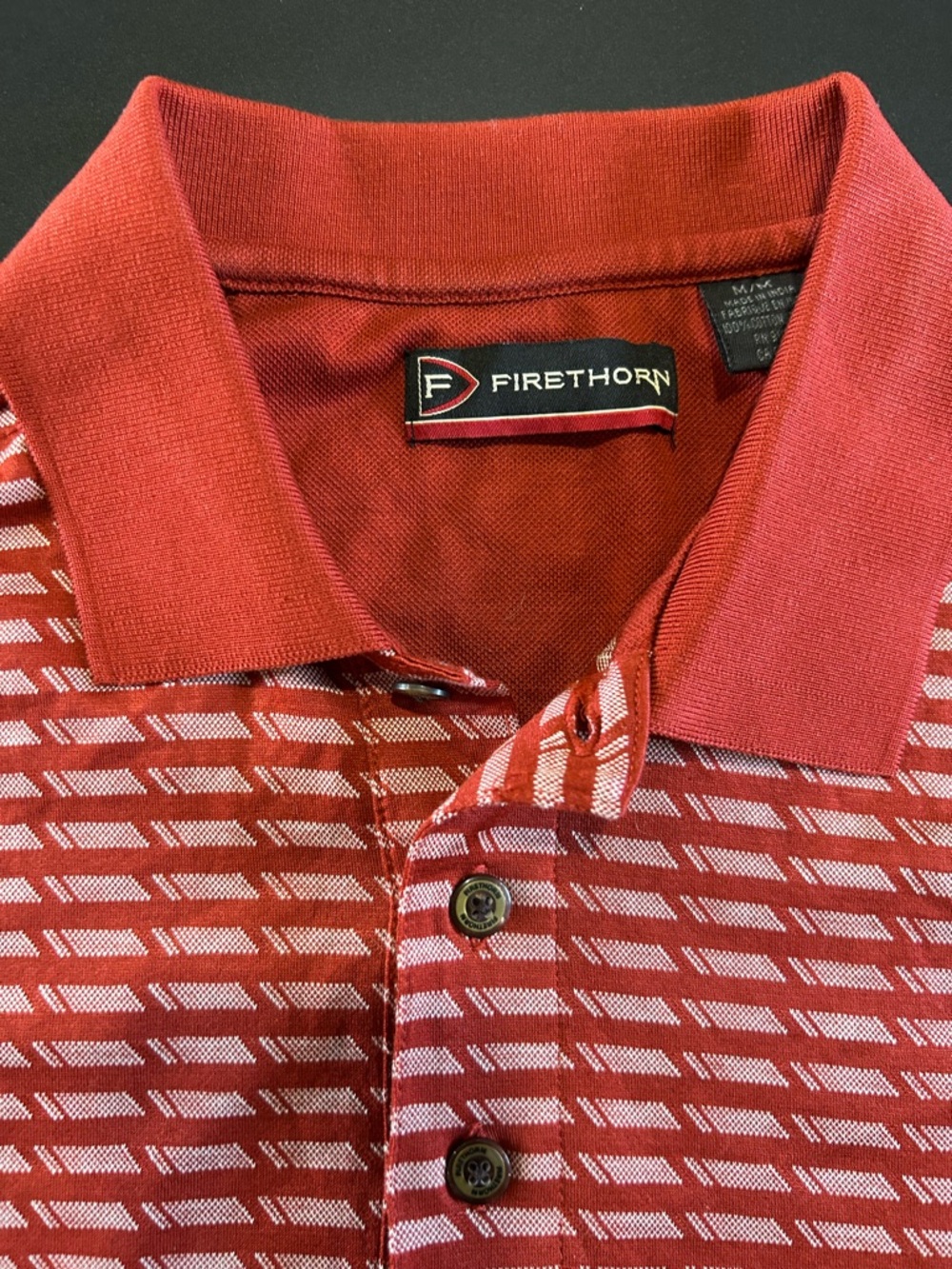 Firethorn Men's Red Patterned Polo — Classic Performance Style
